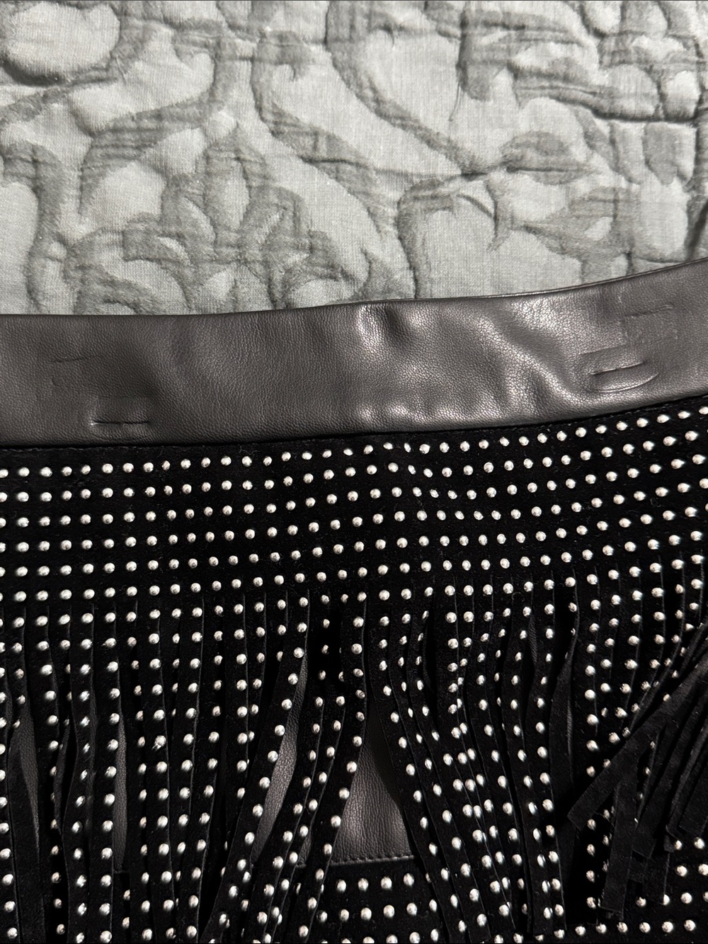 Sincerely Jules size large faux leather fringe mini skirt studded - Picture 12 of 14